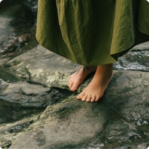 Feet on stone