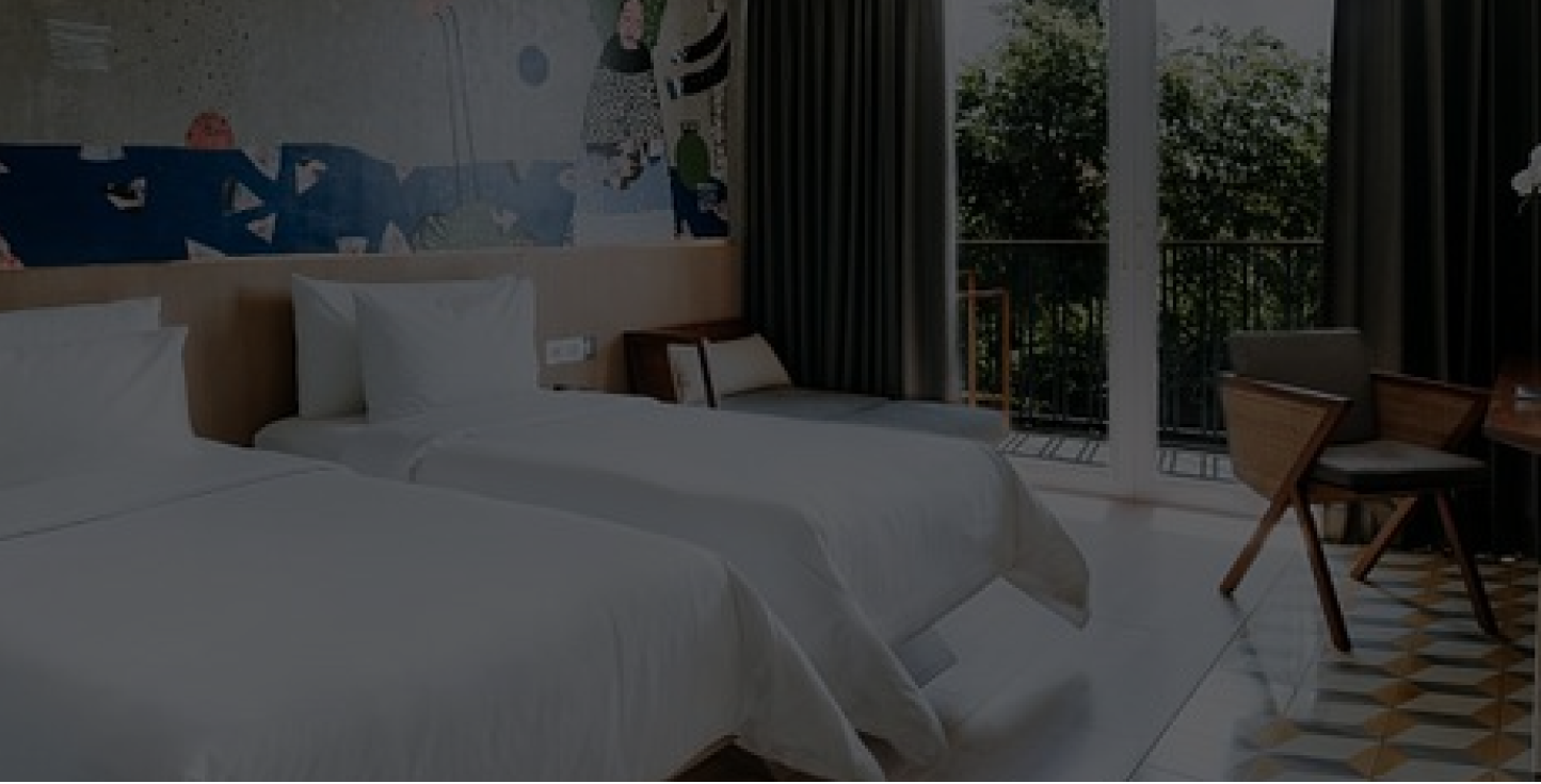 Artistic Hotel Room with Mural